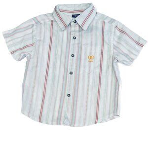 Izod - NWT boys 24mo white/orange/pale blue cotton button down shirt